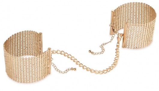 Дизайнерские золотистые наручники Desir Metallique Handcuffs Bijoux - Bijoux Indiscrets - купить с доставкой в Ростове-на-Дону