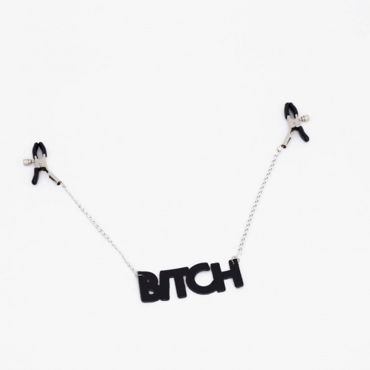 Зажимы на соски с кожаной подвеской Bitch - Crazy Handmade - купить с доставкой в Ростове-на-Дону