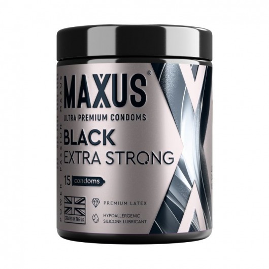 Черные утолщенные презервативы MAXUS Extra Strong с железным кейсом - 15 шт. - Maxus - купить с доставкой в Ростове-на-Дону