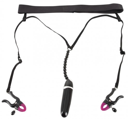 Женские вибростринги с зажимами для половых губ Spreader String with Vibrator - Orion - купить с доставкой в Ростове-на-Дону