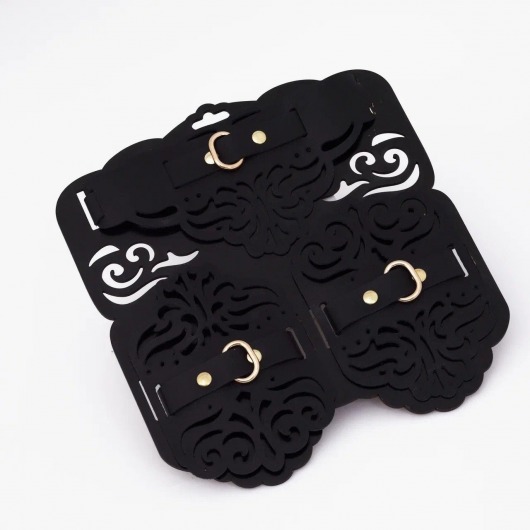 Фигурный набор для БДСМ-игр с узорами и золотистой фурнитурой - Crazy Handmade - купить с доставкой в Ростове-на-Дону