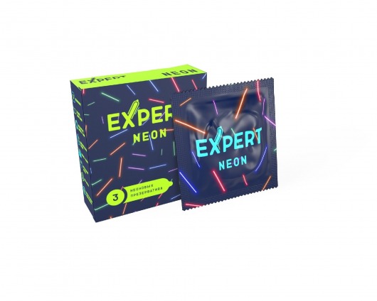 Светящиеся в темноте презервативы Expert Neon - 3 шт. - Expert - купить с доставкой в Ростове-на-Дону