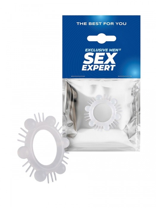 Эластичное эрекционное кольцо с шипиками и шариками - Sex Expert - в Ростове-на-Дону купить с доставкой