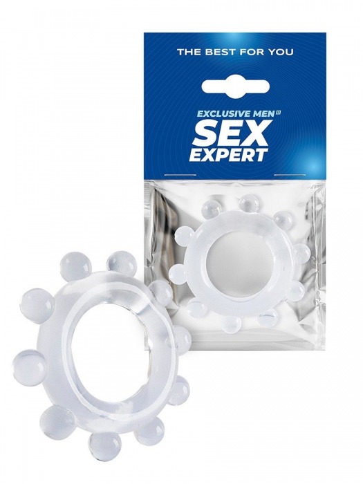 Прозрачное эрекционное кольцо со стимулирующими шариками - Sex Expert - в Ростове-на-Дону купить с доставкой