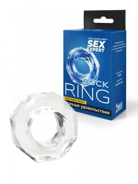Прозрачное эрекционное кольцо в форме гайки - Sex Expert - в Ростове-на-Дону купить с доставкой