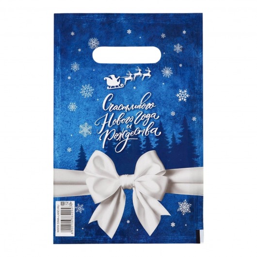 Сине-белый подарочный новогодний пакет с вырубной ручкой (20х30 см) - Сима-Ленд - купить с доставкой в Ростове-на-Дону
