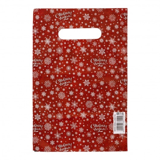 Красный подарочный новогодний пакет с вырубной ручкой (20х30 см) - Сима-Ленд - купить с доставкой в Ростове-на-Дону