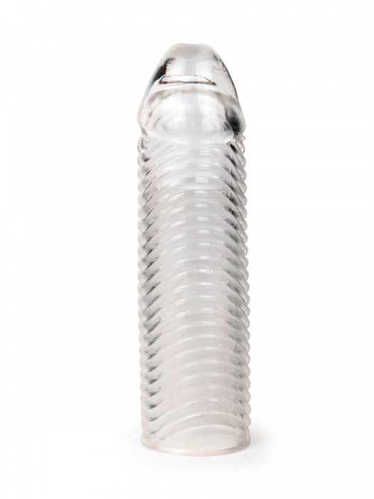 Прозрачная закрытая насадка на пенис с ребрышками - 16 см. - Sex Expert - в Ростове-на-Дону купить с доставкой