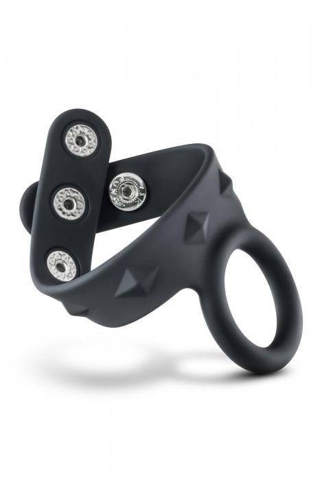 Черное эрекционное кольцо с подхватом мошонки на кнопках VS6 - Blush Novelties - в Ростове-на-Дону купить с доставкой