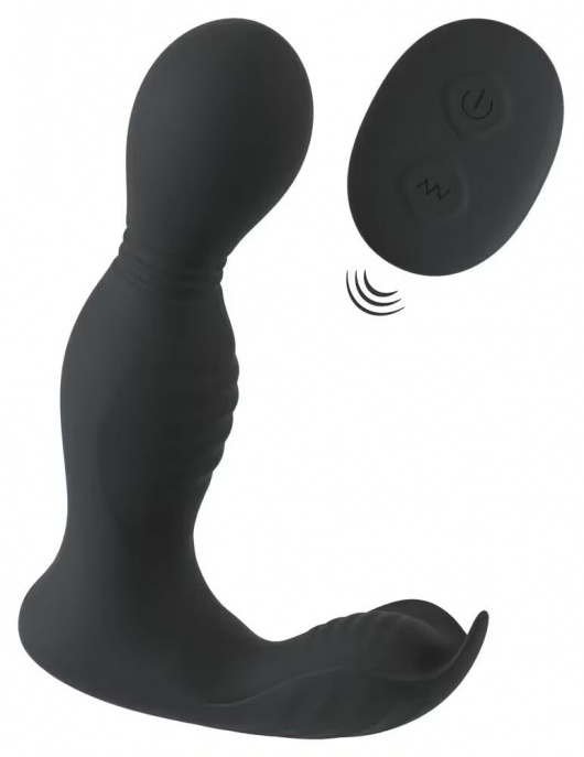 Черная анальная пробка с вибрацией, вращением и пультом ДУ RC Butt Plug with 2 Functions - Orion - в Ростове-на-Дону купить с доставкой