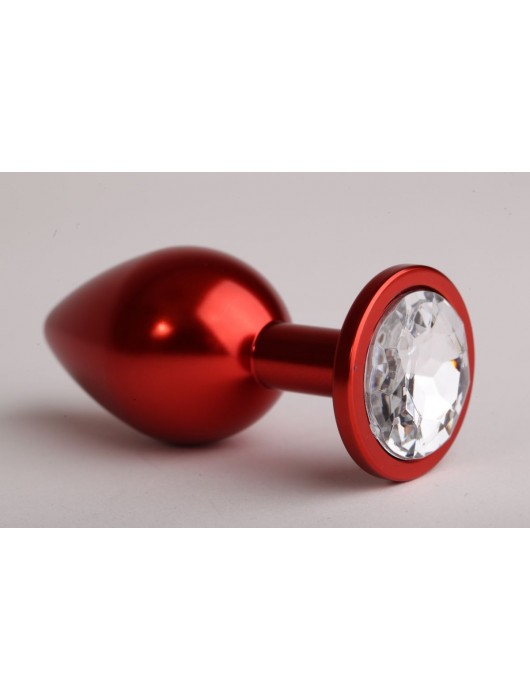 Красная анальная пробка с прозрачным стразом - 8,2 см. - 4sexdreaM - купить с доставкой в Ростове-на-Дону