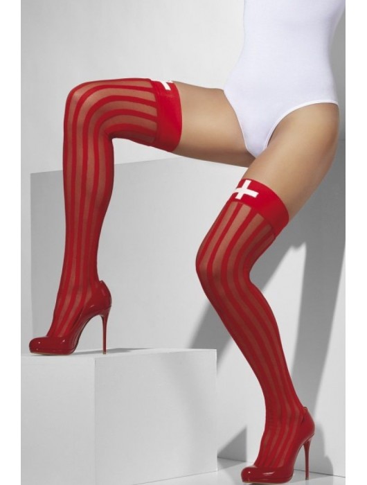 Алые чулки медсестры в полоску - Fever купить с доставкой