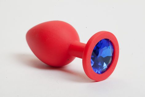 Красная силиконовая пробка с синим кристаллом - 9,5 см. - 4sexdreaM - купить с доставкой в Ростове-на-Дону