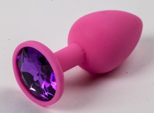 Розовая анальная пробка с фиолетовым кристаллом - 9,5 см. - 4sexdreaM - купить с доставкой в Ростове-на-Дону