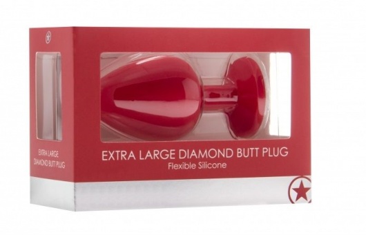 Красная анальная пробка OUCH! Extra Large Diamond Butt Plug с кристаллом - 9,3 см. - Shots Media BV - купить с доставкой в Ростове-на-Дону