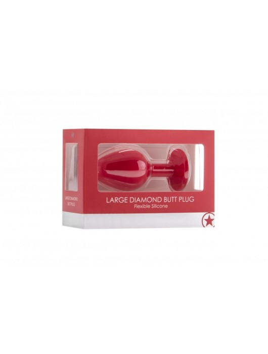 Большая красная анальная пробка OUCH! Large Diamond Butt Plug с кристаллом - 8 см. - Shots Media BV - купить с доставкой в Ростове-на-Дону