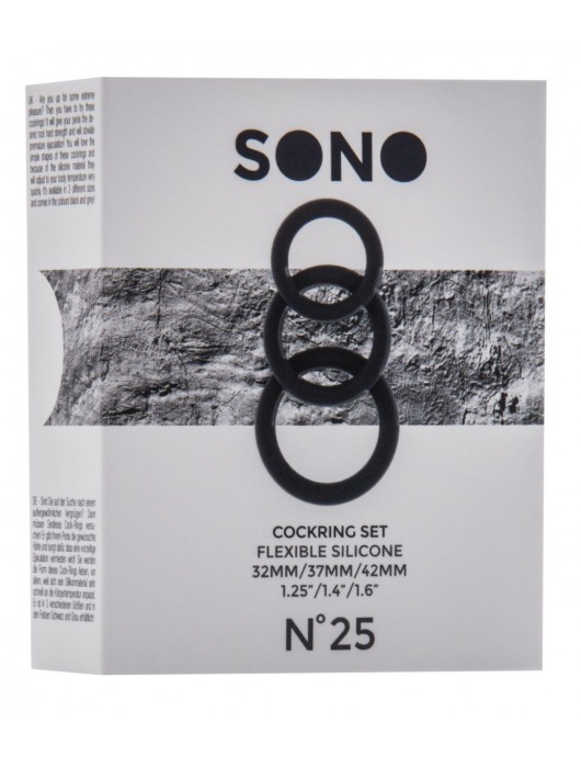 Набор из 3 чёрных эрекционных колец SONO No.25 - Shots Media BV - в Ростове-на-Дону купить с доставкой