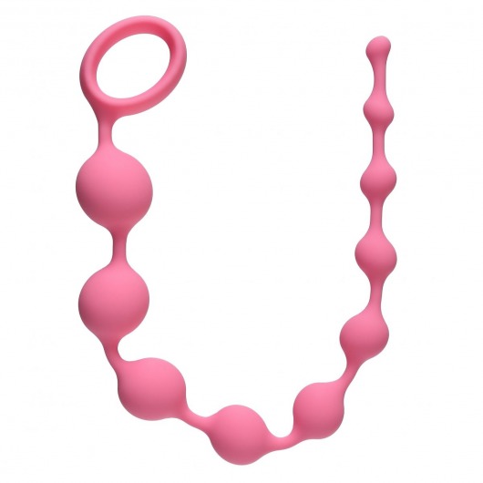 Розовая анальная цепочка Long Pleasure Chain - 35 см. - Lola Games