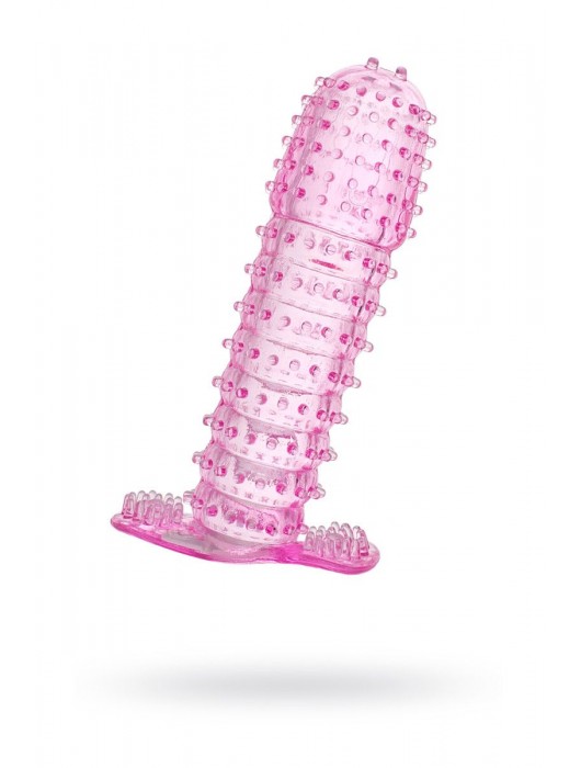 Гелевая розовая насадка с шипами - 12 см. - Toyfa Basic - в Ростове-на-Дону купить с доставкой