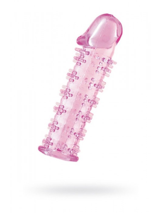 Гелевая розовая насадка на фаллос с шипами - 12 см. - Toyfa Basic - в Ростове-на-Дону купить с доставкой