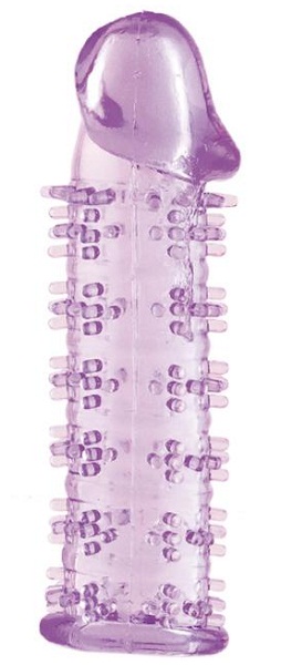 Гелевая фиолетовая насадка на фаллос с шипами - 12 см. - Toyfa Basic - в Ростове-на-Дону купить с доставкой