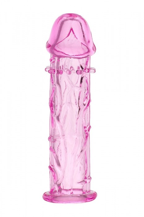 Гладкая розовая насадка с усиками под головкой - 12,5 см. - Toyfa Basic - в Ростове-на-Дону купить с доставкой