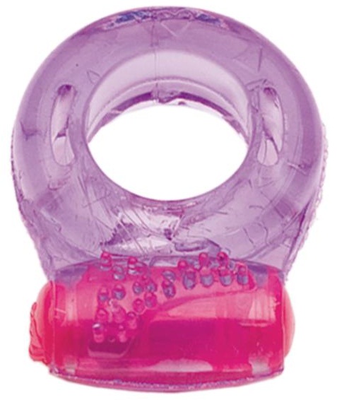 Фиолетовое эрекционное кольцо с виброэлементом в верхней части - Toyfa Basic - в Ростове-на-Дону купить с доставкой