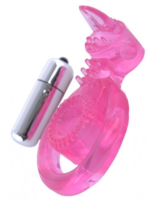 Розовая вибронасадка со стимулятор клитора   Язычок - Toyfa Basic - в Ростове-на-Дону купить с доставкой