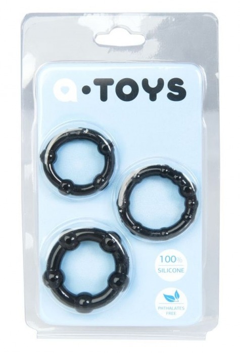 Набор из 3 чёрных эрекционных колец A-toys - A-toys - в Ростове-на-Дону купить с доставкой