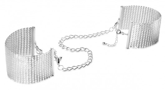 Серебристые наручники-браслеты Desir Metallique Handcuffs - Bijoux Indiscrets - купить с доставкой в Ростове-на-Дону