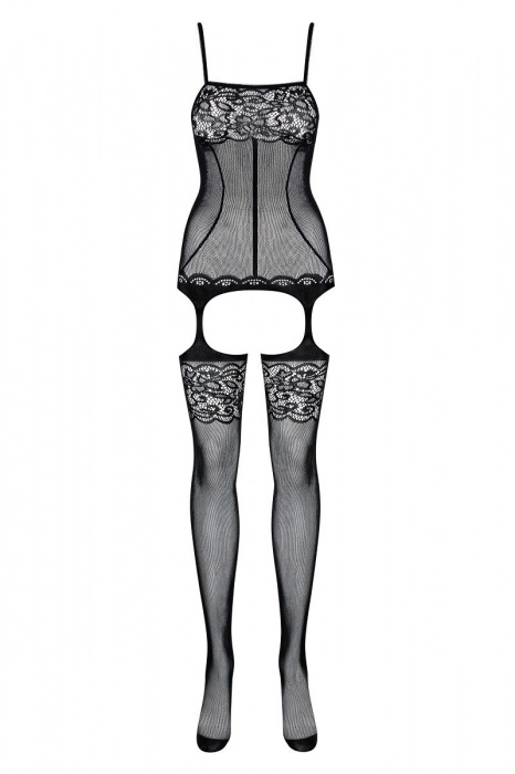 Комбинезон на тонких лямочках с имитацией чулок - Obsessive купить с доставкой