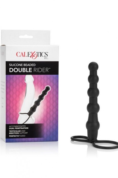 Насадка на пенис для двойного проникновения Silicone Beaded Double Rider - 14 см. - California Exotic Novelties - в Ростове-на-Дону купить с доставкой