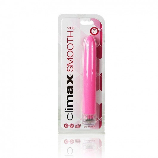 Розовый классический вибромассажер Climax Smooth - 15,2 см. - Topco Sales