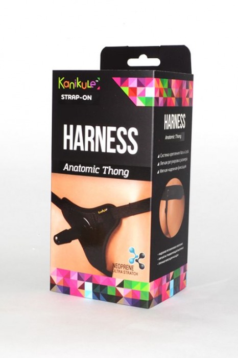 Чёрные трусики с плугом Kanikule Strap-on Harness Anatomic Thong - Kanikule - купить с доставкой в Ростове-на-Дону