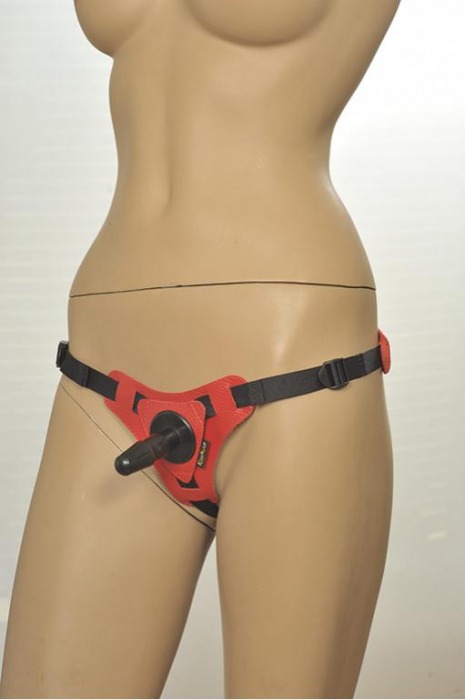 Красно-черные трусики с плугом Kanikule Strap-on Harness Anatomic Thong - Kanikule - купить с доставкой в Ростове-на-Дону