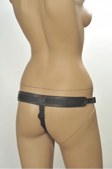Чёрные трусики для фиксации насадок кольцом Kanikule Leather Strap-on Harness  Anatomic Thong - Kanikule - купить с доставкой в Ростове-на-Дону