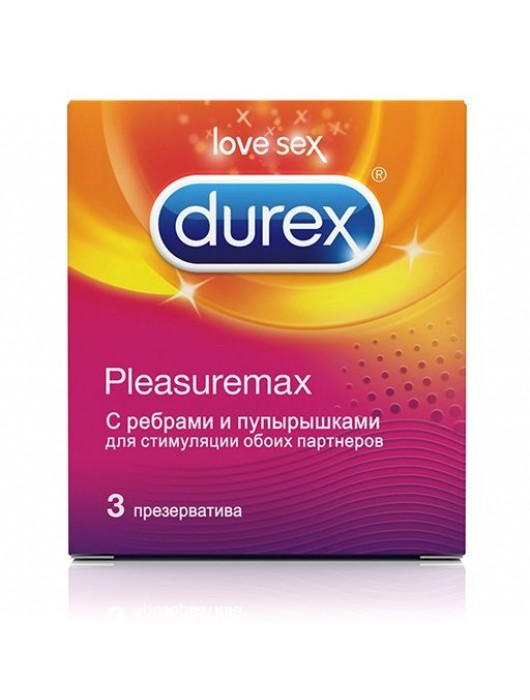 Рельефные презервативы с точками и рёбрами Durex Pleasuremax - 3 шт. - Durex - купить с доставкой в Ростове-на-Дону