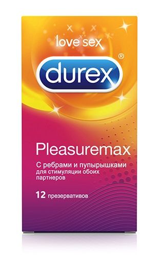 Рельефные презервативы с точками и рёбрами Durex Pleasuremax - 12 шт. - Durex - купить с доставкой в Ростове-на-Дону