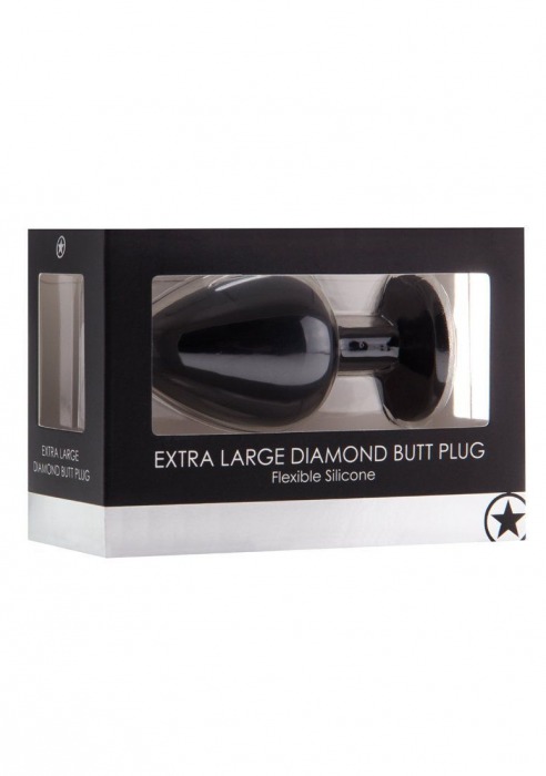 Чёрная анальная пробка Extra Large Diamond Butt Plug - 9,3 см. - Shots Media BV - купить с доставкой в Ростове-на-Дону