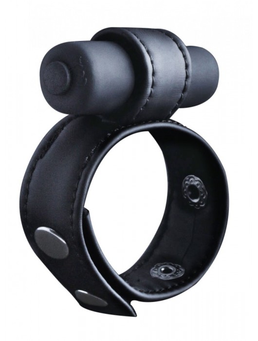 Утяжка на пенис с виброэлементом Leather Cock Ring - Shots Media BV - в Ростове-на-Дону купить с доставкой