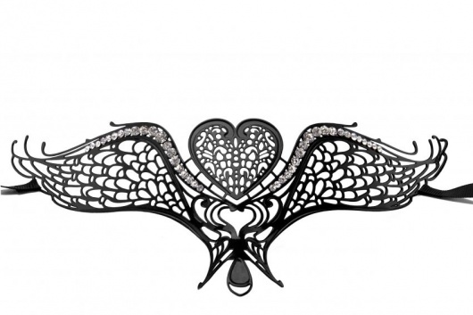 Чёрная металлическая карнавальная маска Swan Masquerade Mask - Shots Media BV купить с доставкой