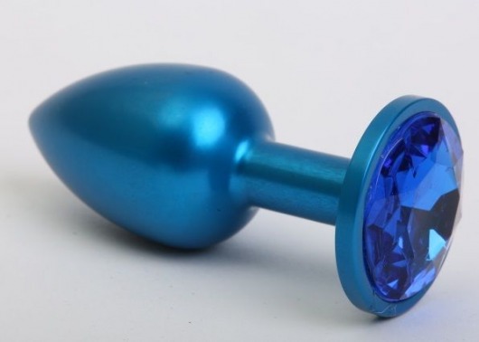 Синяя анальная пробка с синим стразом - 7,6 см. - 4sexdreaM - купить с доставкой в Ростове-на-Дону
