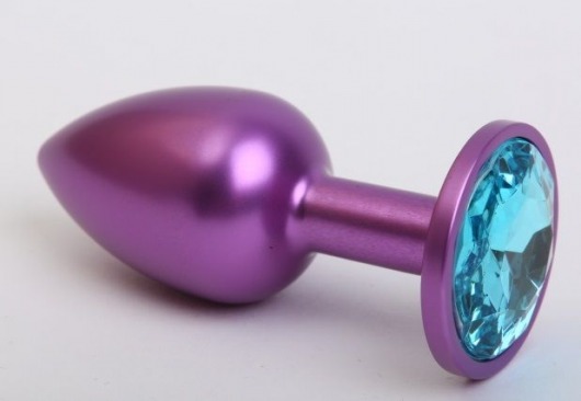 Фиолетовая анальная пробка с голубым стразом - 7,6 см. - 4sexdreaM - купить с доставкой в Ростове-на-Дону
