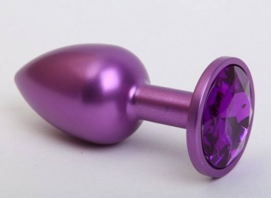 Фиолетовая анальная пробка с фиолетовым стразом - 7,6 см. - 4sexdreaM - купить с доставкой в Ростове-на-Дону