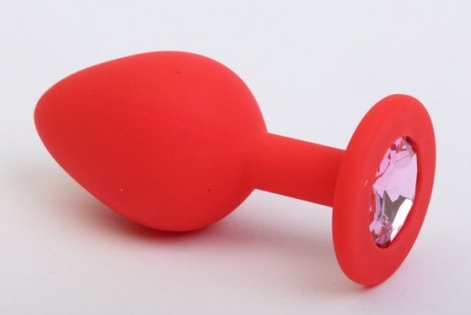 Красная силиконовая пробка с розовым стразом - 7,1 см. - 4sexdreaM - купить с доставкой в Ростове-на-Дону