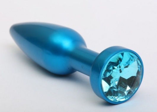Большая синяя анальная пробка с голубым стразом - 11,2 см. - 4sexdreaM - купить с доставкой в Ростове-на-Дону