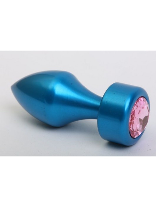 Синяя анальная пробка с розовым стразом - 7,8 см. - 4sexdreaM - купить с доставкой в Ростове-на-Дону
