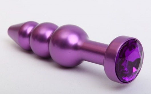 Фиолетовая фигурная анальная ёлочка с фиолетовым кристаллом - 11,2 см. - 4sexdreaM - купить с доставкой в Ростове-на-Дону