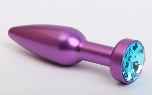 Фиолетовая анальная пробка с голубым стразом - 11,2 см. - 4sexdreaM - купить с доставкой в Ростове-на-Дону