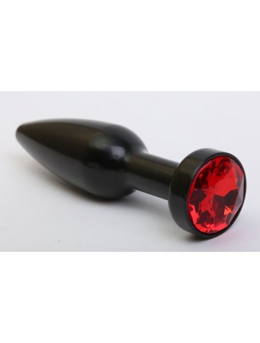 Чёрная удлинённая пробка с красным кристаллом - 11,2 см. - 4sexdreaM - купить с доставкой в Ростове-на-Дону